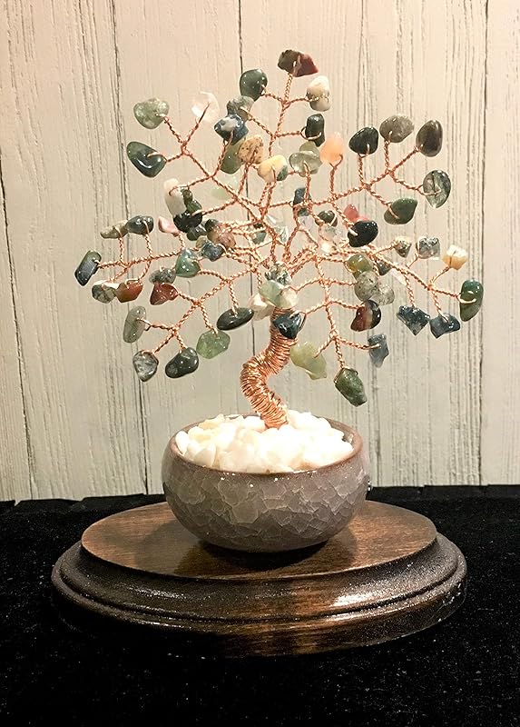 Crystal Gemstone Wire Bonsai Tree of Life,Feng Shui Copper
