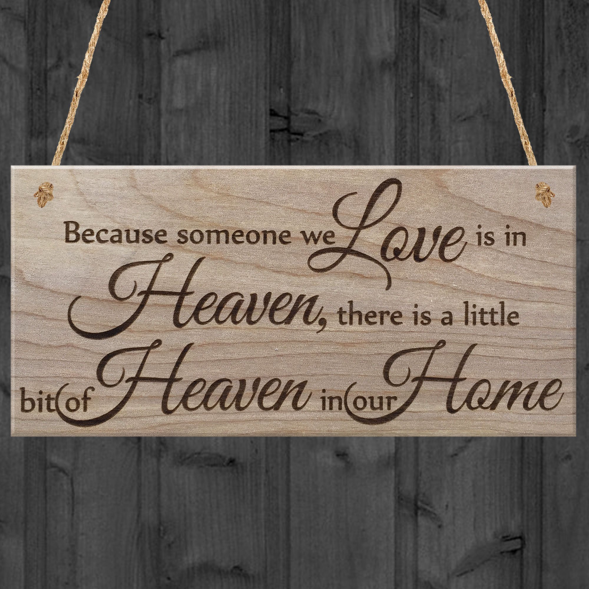 Red Ocean Because Someone We Love Is In Heaven There Is A Little Bit Of Heaven In Our Home Beautiful Plaque Hanging Wooden Sign Commemorative Dedication Bereavement Gift