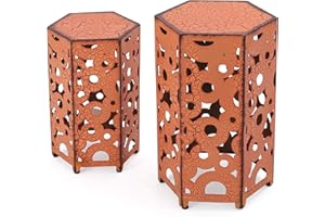 GDFSTUDIO Great Deal Furniture (Set of 2) Utica Antique Style Orange Accent Table