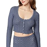 Florence by Mills Womens Le Pointelle Sweater Lace Cardigan