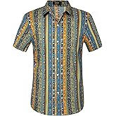 SSLR Hawaiian Shirt for Men Short Sleeve Button Down Shirts Summer Beach Shirts