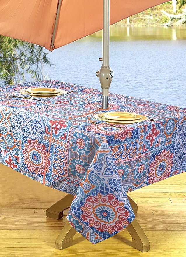 Outdoor Tablecloths, Umbrella Hole With Zipper Patio