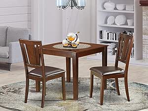 East West Furniture OXDU3-MAH-LC - Juego de Mesa de Cocina (3 Piezas, 1