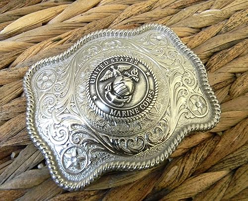 silver belt buckle with initials