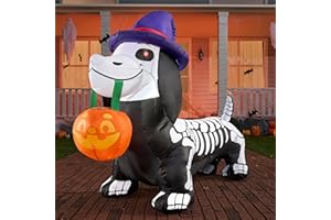 Joiedomi 5 FT Long Halloween Inflatable Skeleton Wiener Dog Inflatable Yard Decoration with Build-in LEDs Blow Up Inflatables Pumpkin for Halloween Party Indoor, Outdoor, Yard, Garden, Lawn Decoration