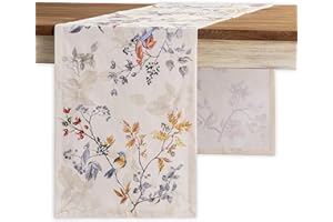 Maison d' Hermine Tablerunner 100% Cotton Table Runner Decorative Table Covers for Gifts, Dining, Home, Buffet, Equinoxe - Beige (Single Layer) - Thanksgiving/Christmas (14.50"x108")