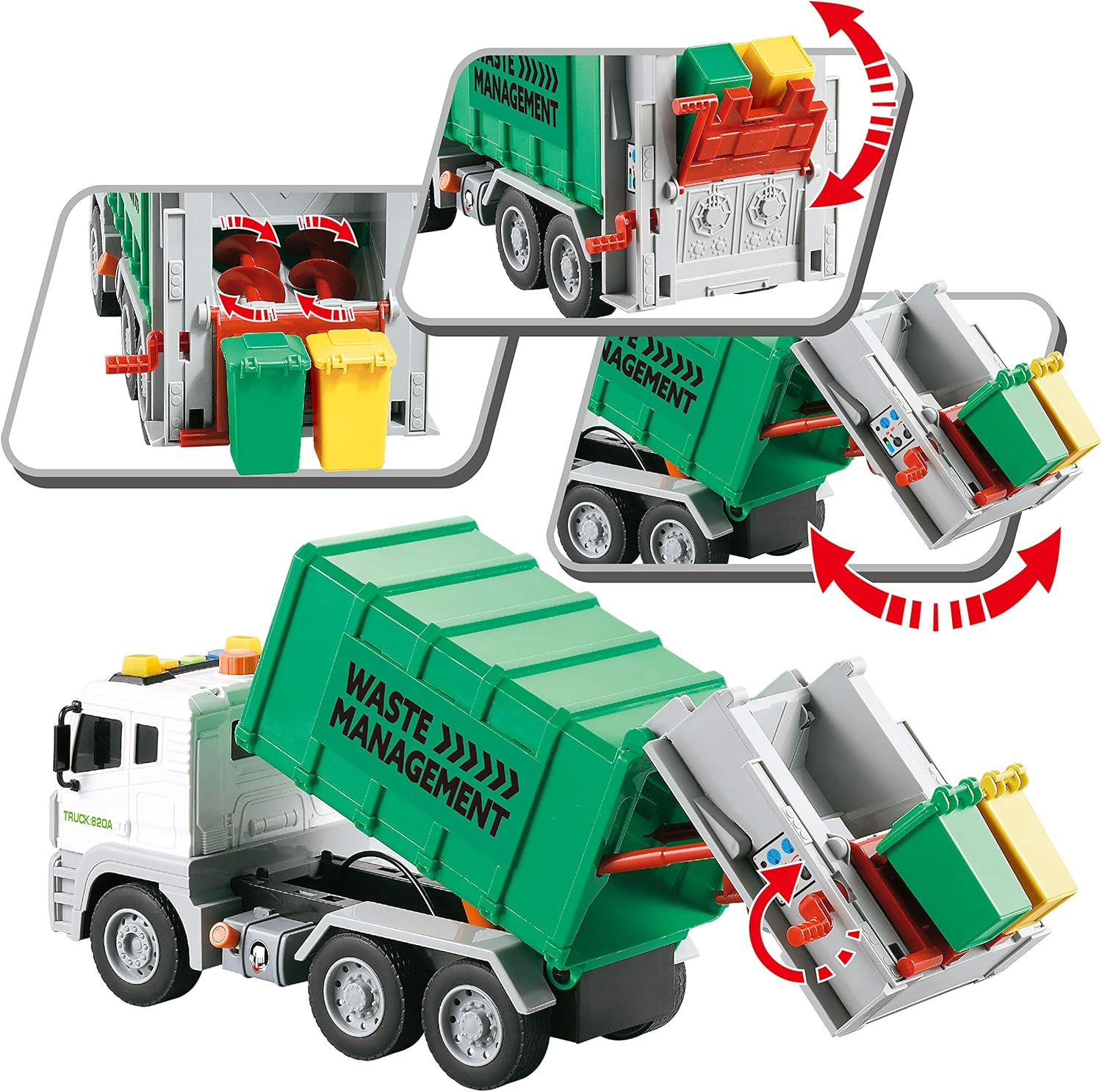 JOYIN 12.5″ Garbage Truck Toy FrictionPowered Waste Management