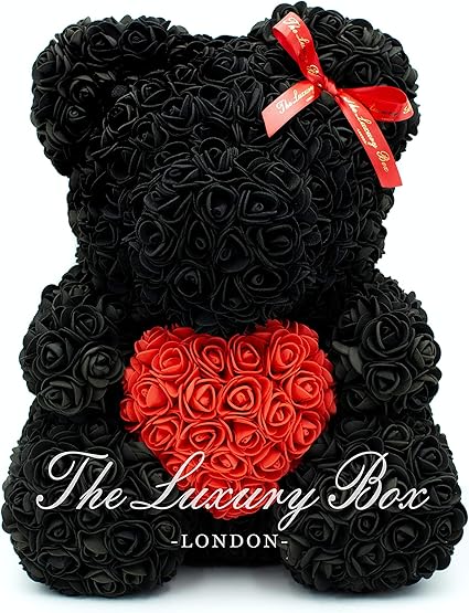 rose teddy bear black
