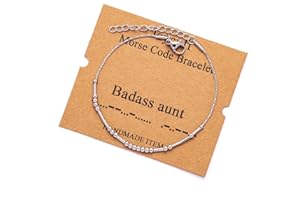 JoycuFF Morse Code Bracelets for Women Gifts for Her Mom Daughter Sister Best Friend Funny Inspirational Jewelry Adjustable Silk Beaded Wrap Bracelet