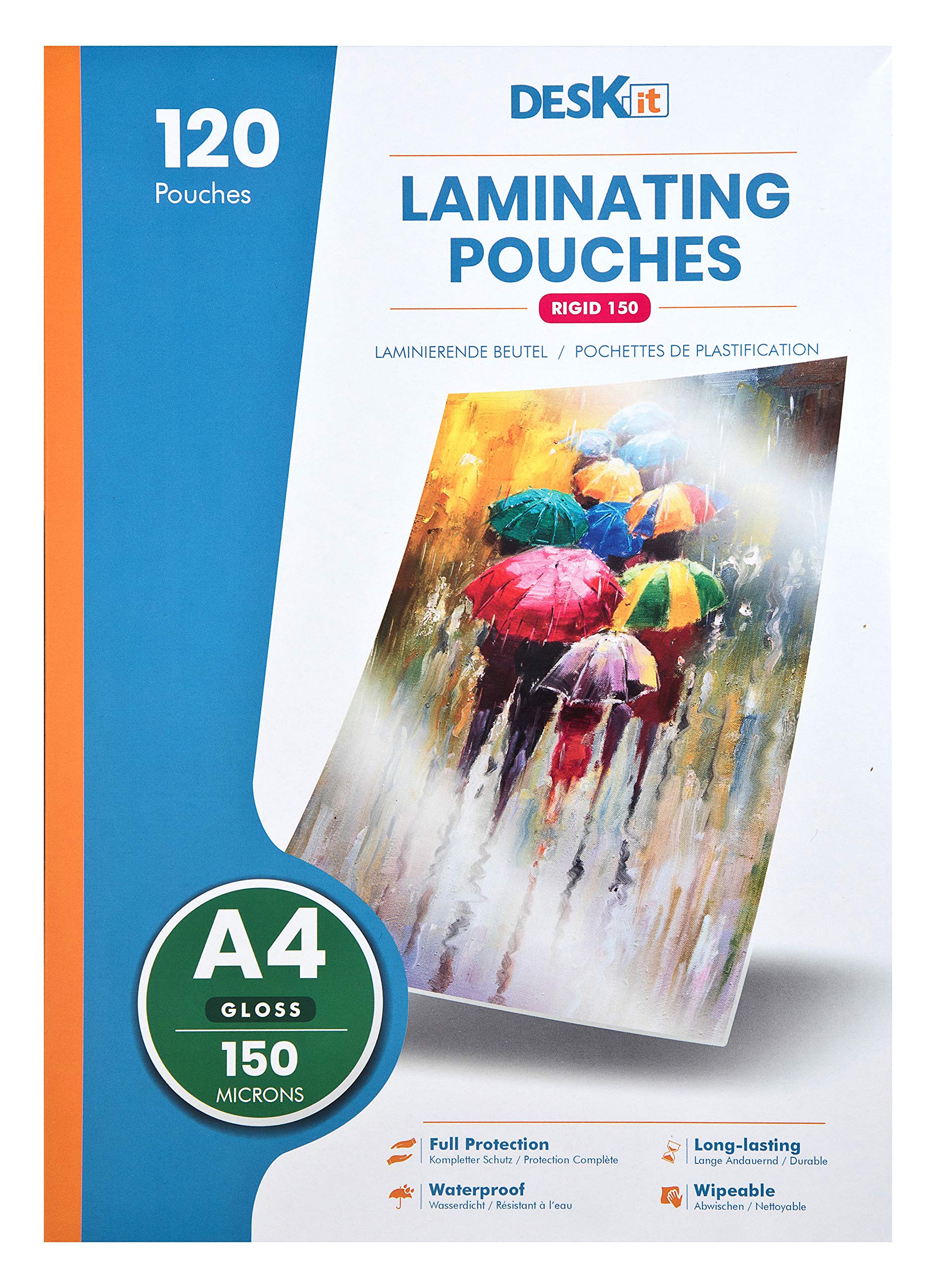 Deskit Laminating Pouches A4, Gloss, 120 Sheets, 150 Microns Clear