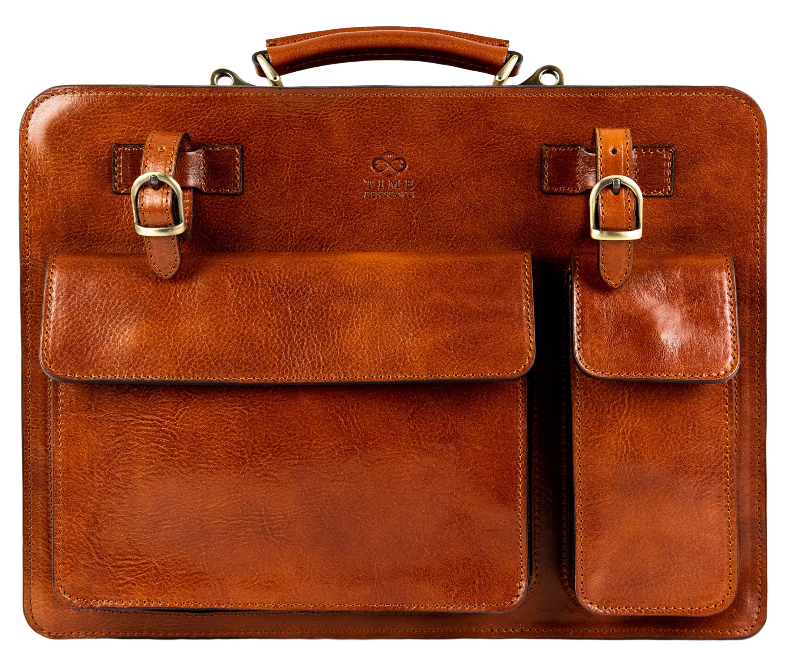Time Resistance Leather Briefcase - Classy Bag for Men - Business and Vintage Briefcase Made in Italy