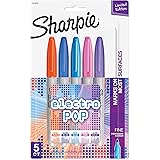 Sharpie Electro Pop Permanent Markers, Fine Point, Assorted Colors, 5 Count