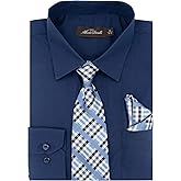 Alberto Danelli Boys Dress Shirt with Matching Tie and Handkerchief, Long Sleeve Button Down, Pocket