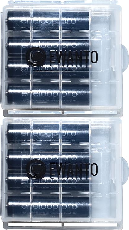 Panasonic Eneloop Pro Akkus 8X - Micro - AAA R03 inkl. 2X hochwertiger EWANTO - Aufbewahrungsbox