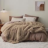 Bedsure GentleSoft Fluffy Brown Blankets Queen Size for Bed, Thick Sherpa Faux Fur Fleece Fuzzy Plush Winter Warm Heavy Soft Queen Blankets, Bedroom Decor Brown Gifts Cozy Gifts for Women Men, 90x90