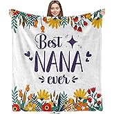 VRW Nana Blanket, Best Nana Ever Gifts, Best Grandma Gifts for Christmas Birthday from Grandkids, Grandma Floral Throw Blankets for Bedroom Living Room Couch Sofa, 50x60 Inches