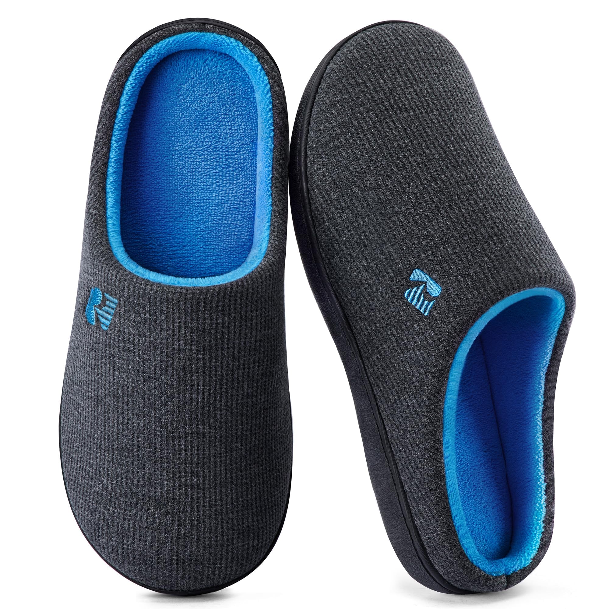 Photo 1 of *** UNCLEAN*** RockDove Men's Original Two-Tone Memory Foam Slipper, Size 11-12 US Men, Dark Grey/Blue