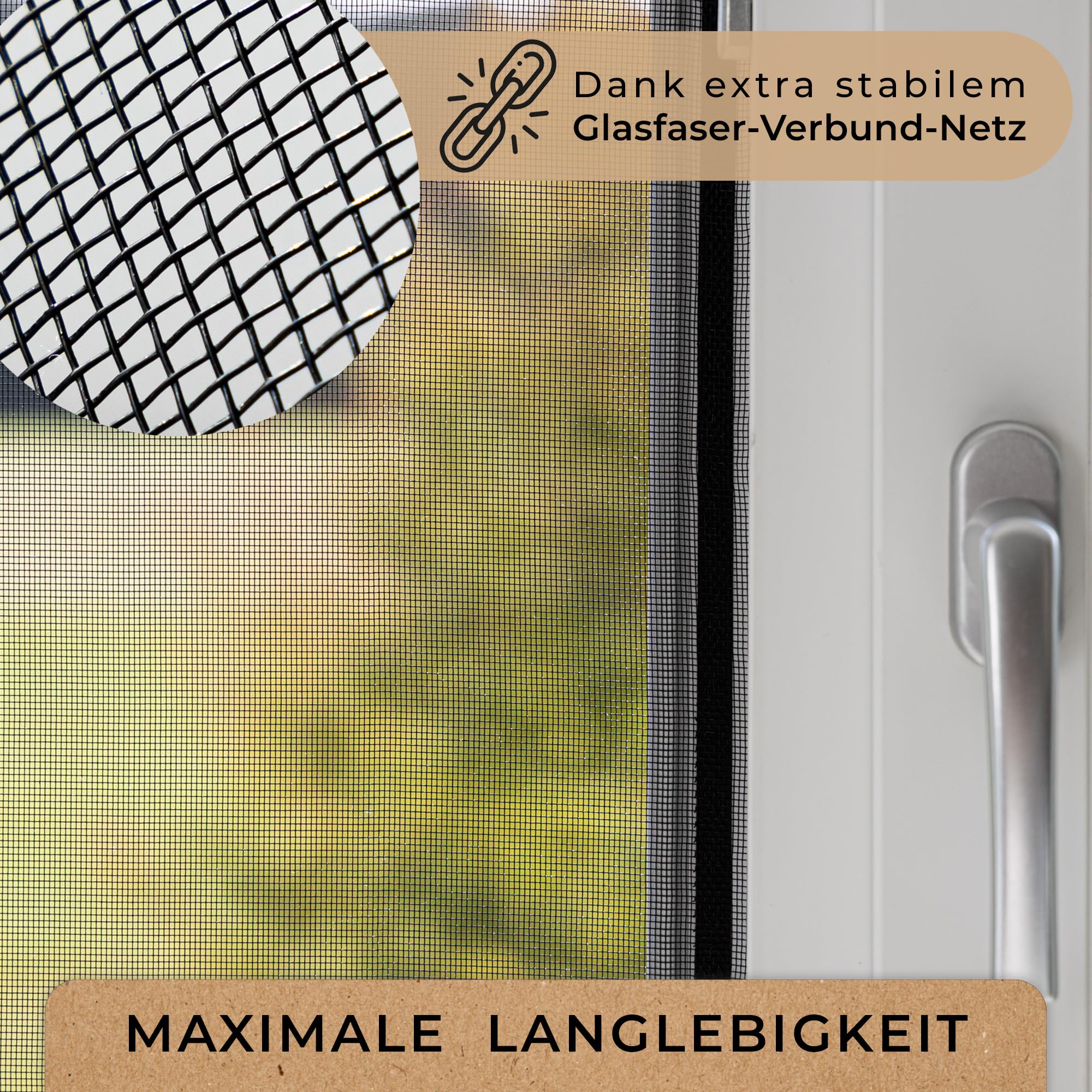 MÜCKENMEISTER® Fliegengitter Fenster (130x150cm, schwarz) aus Glasfaser - Fliegengitter zuschneidbar - Insektenschutz Fenster mit Klebestreifen - Fliegennetz Fenster - Mückennetz Fenster 2