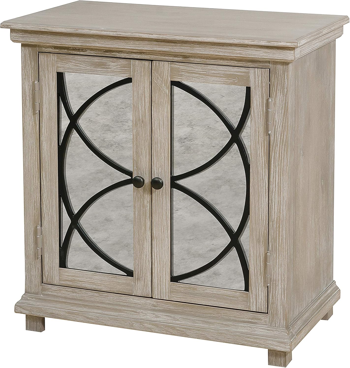 Right2Home Two Door Mirror Front Accent Rustic Oak Brown Storage Chest: Furniture & Decor