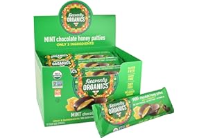 Heavenly Organics Mint Chocolate Honey Patties, (16 Per Box) Made with 100% Organic Cocoa and 100% Organic Raw White Honey; Non-GMO, Fair Trade, Kosher, Dairy & Gluten Free, No Sugar Added