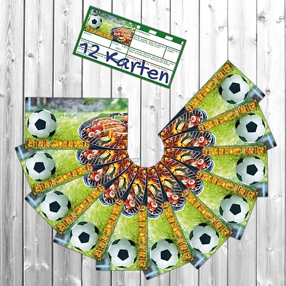 BREITENWERK 12-er Karten-Set FUSSBALL EINLADUNGEN zum Kindergeburtstag