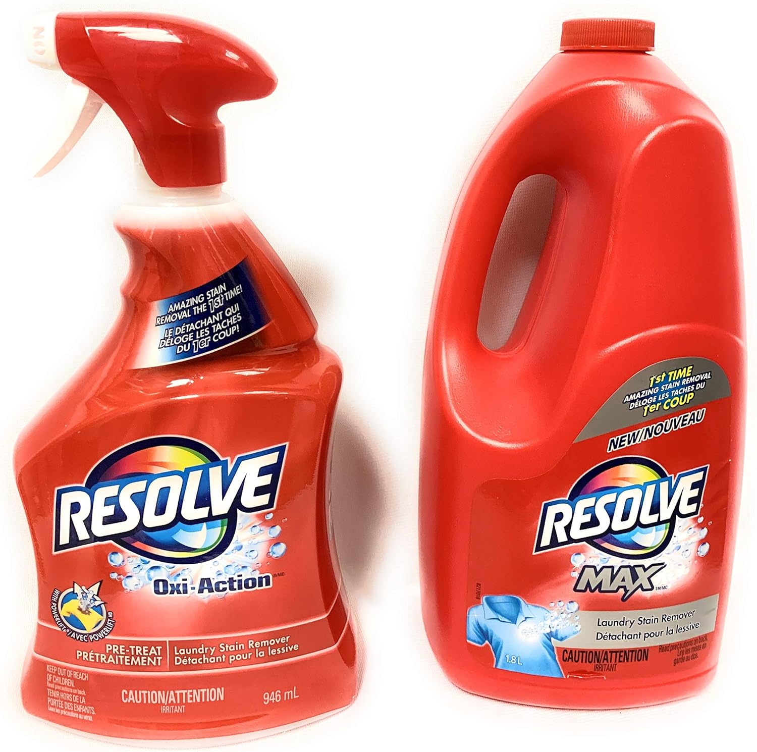 Resolve Oxi-Action (Spray 'N Wash) Trigger & Resolve Max Refill Value Pack, 32 fl.oz Trigger + 61 fl. oz. Refill: Health & Personal Care