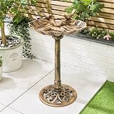 CHRISTOW Clam Shell Bird Bath Resin Bronze 80x50x38cm Garden Decor view 2