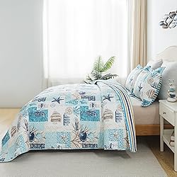 HoneiLife King Size Quilt Sets - 3 Pieces Coastal