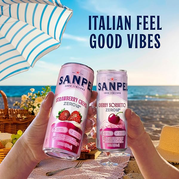 SANPELLEGRINO SODA ITALIANA STRAWBERRY CREMA, 0G ADDED SUGAR, ITALIAN SPARKLING SODA