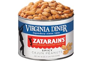Virginia Diner Zatarain's Spicy Cajun Peanuts - Smoked Cajun Style Virginia Peanuts - Gourmet Cajun Peanuts Non-GMO, Preservative Free Gifts from Virginia Since 1929-18 Oz Can