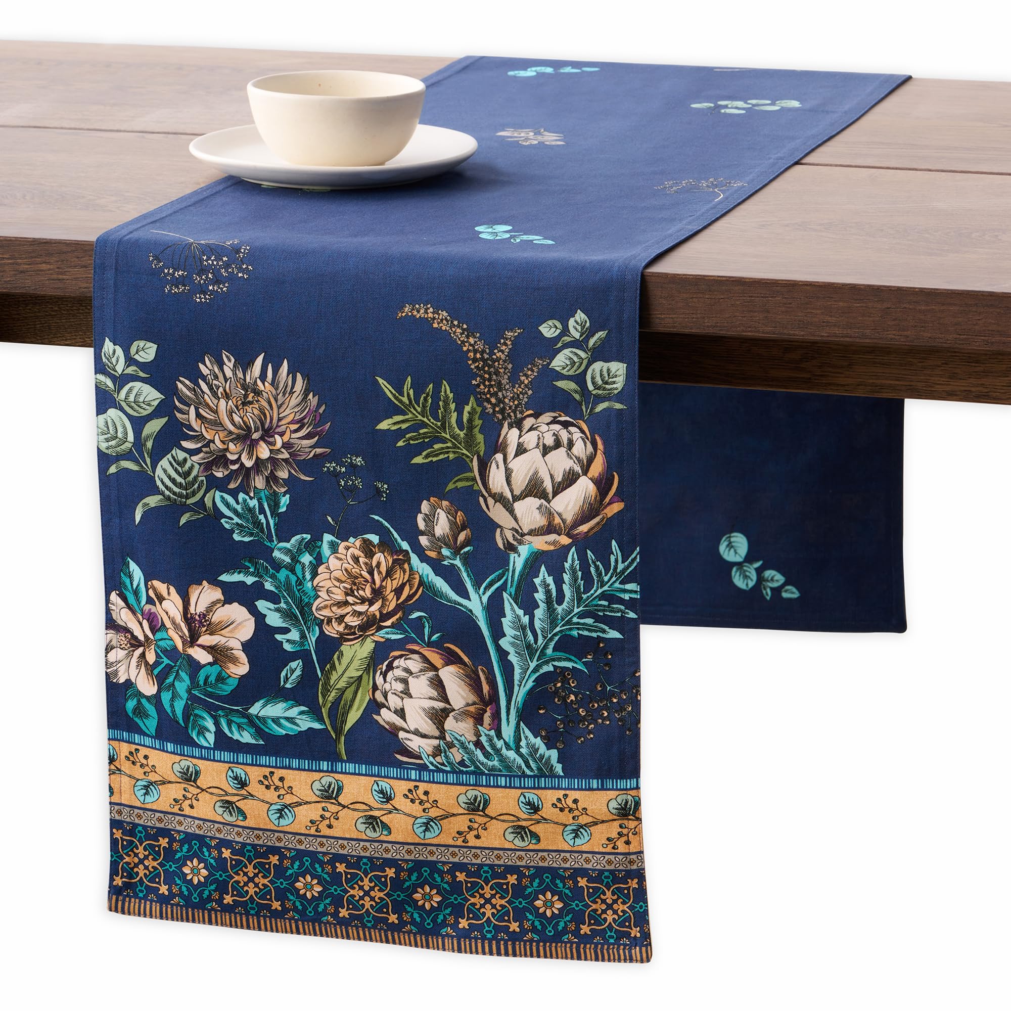 Maison d' Hermine Table Runners 100% Combed Cotton Premium 14.50 Inch x 108 Inch Tablerunner, Decorative Table Runner, Dining, Buffet Parties & Camping, Artichoke (Double Layer) Image