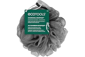 EcoTools Charcoal EcoPouf, Loofah Sponge for Bath & Shower, Infused Pouf, Recycled Netting, Exfoliation Removes Dead Skin, Eco-Friendly Bath Accessory, Cruelty-Free, Color May Vary, 1 Count (60g)