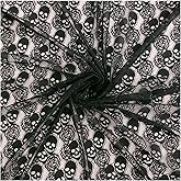 60 * 36 inches Lace Fabric, 1 Yard Black Skull Pattern Lace Fabric, Non-Stretchy Lace, Soft Rose Design Lace Material for Home Decor, Sewing Custume Design (60x36 inch Black)…