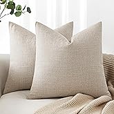 MIULEE Pack of 2 Decorative Linen Burlap Textured Pillow Covers Farmhouse Boho Accent Pillowcases Spring Home Decor for Couch Sofa Bedroom Living Room 18x18 Inch Taupe