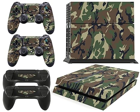 giZmoZ n gadgetZ GNG PS4 Konsolen-Gehäuseaufkleber, Motiv: Tarnung inklusive 2er-Set mit Aufklebern für Controller