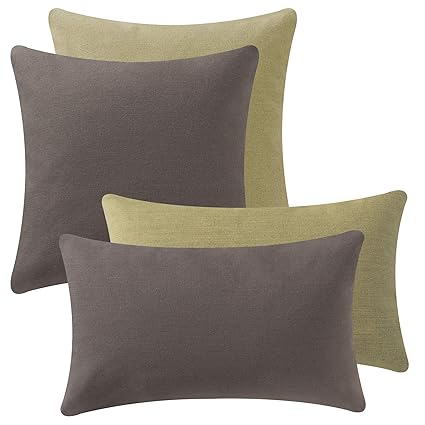 Selfitex 4 Stück Sofakissen-Set mit Bezug und Füllkissen, 2 Kissen Größe 40x40cm + 2 Kissen Größe 30x50 cm, superflauschig un