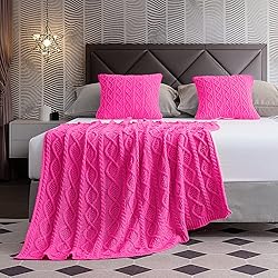 Homiest Cable Knit Throw Blanket and Pillow