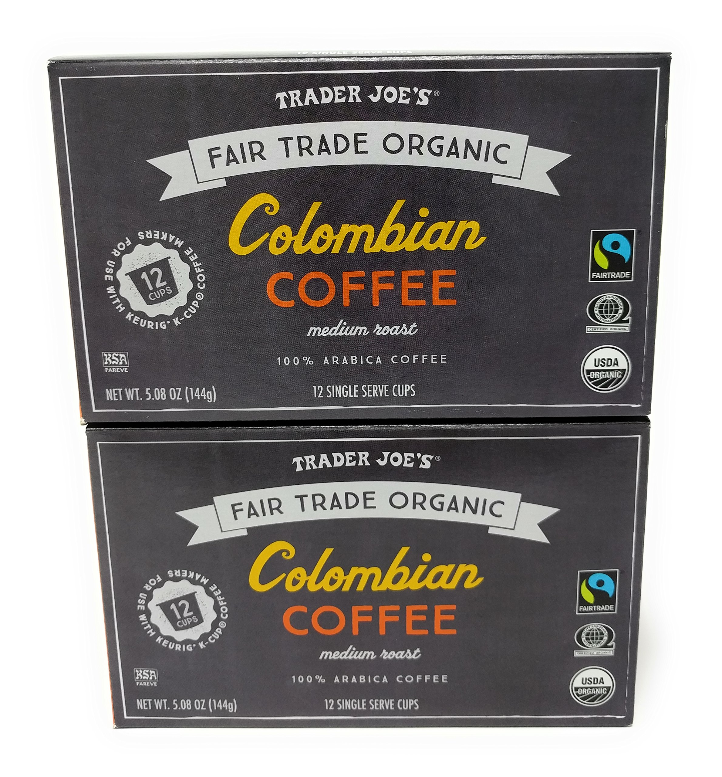Trader Joe's Organic Columbian Coffee 12 Single Serve Cups (Pack Of 2