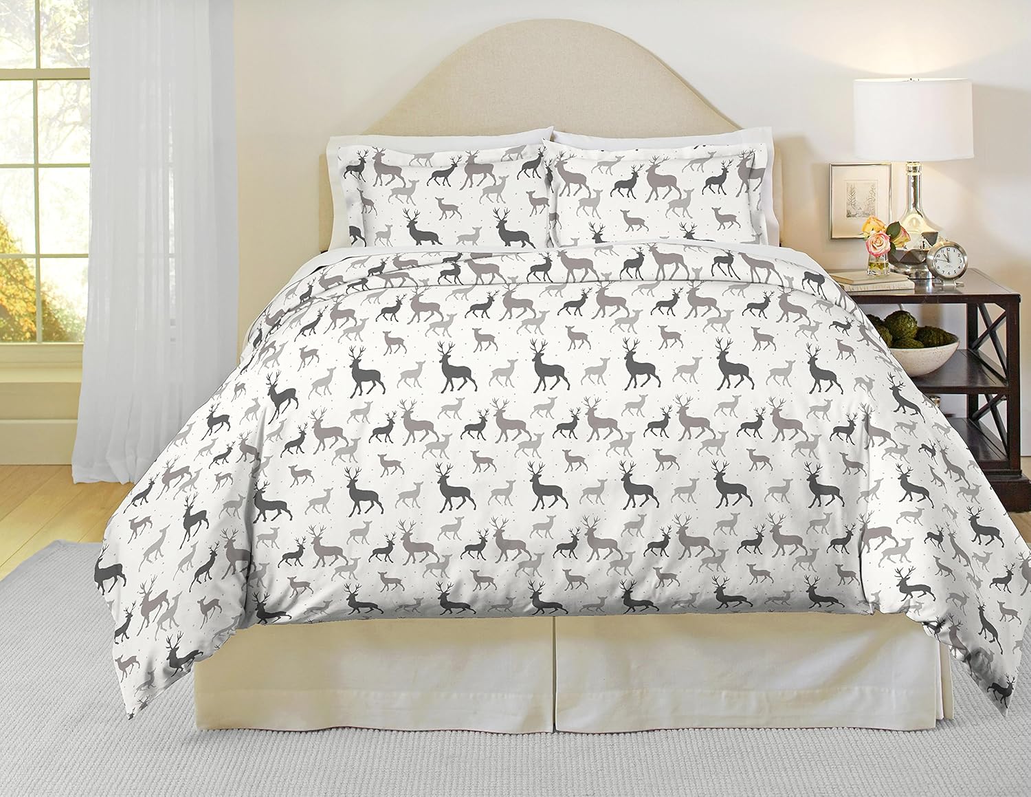 Amazon Com Pointehaven Heavy Weight Flannel Duvet Set Twin Twin X Large Autumn Deer Home Kitchen