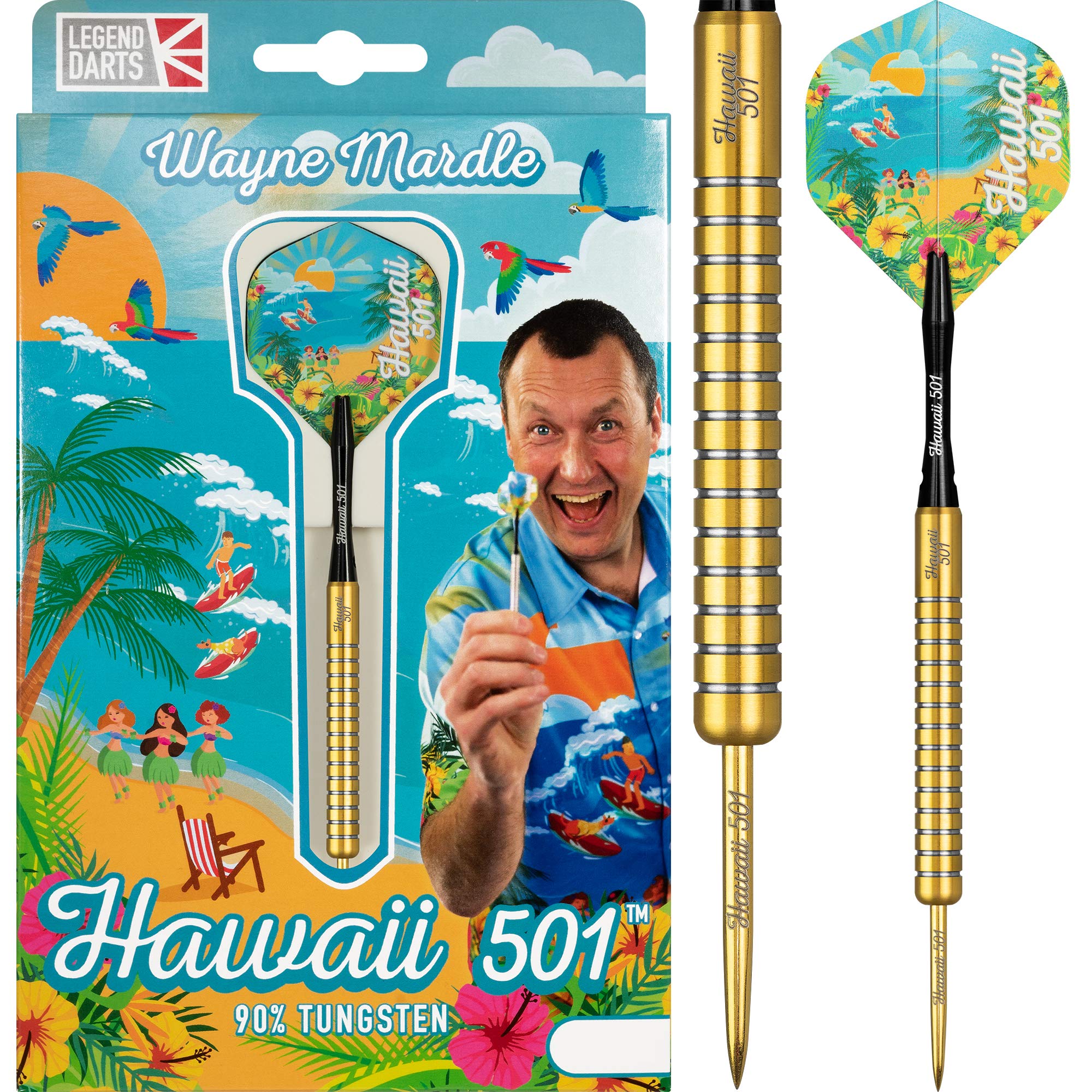 Wayne Mardle Darts - Steel Tip - Hawaii 501-20g,22g,24g or 26g (Gold, 26g)