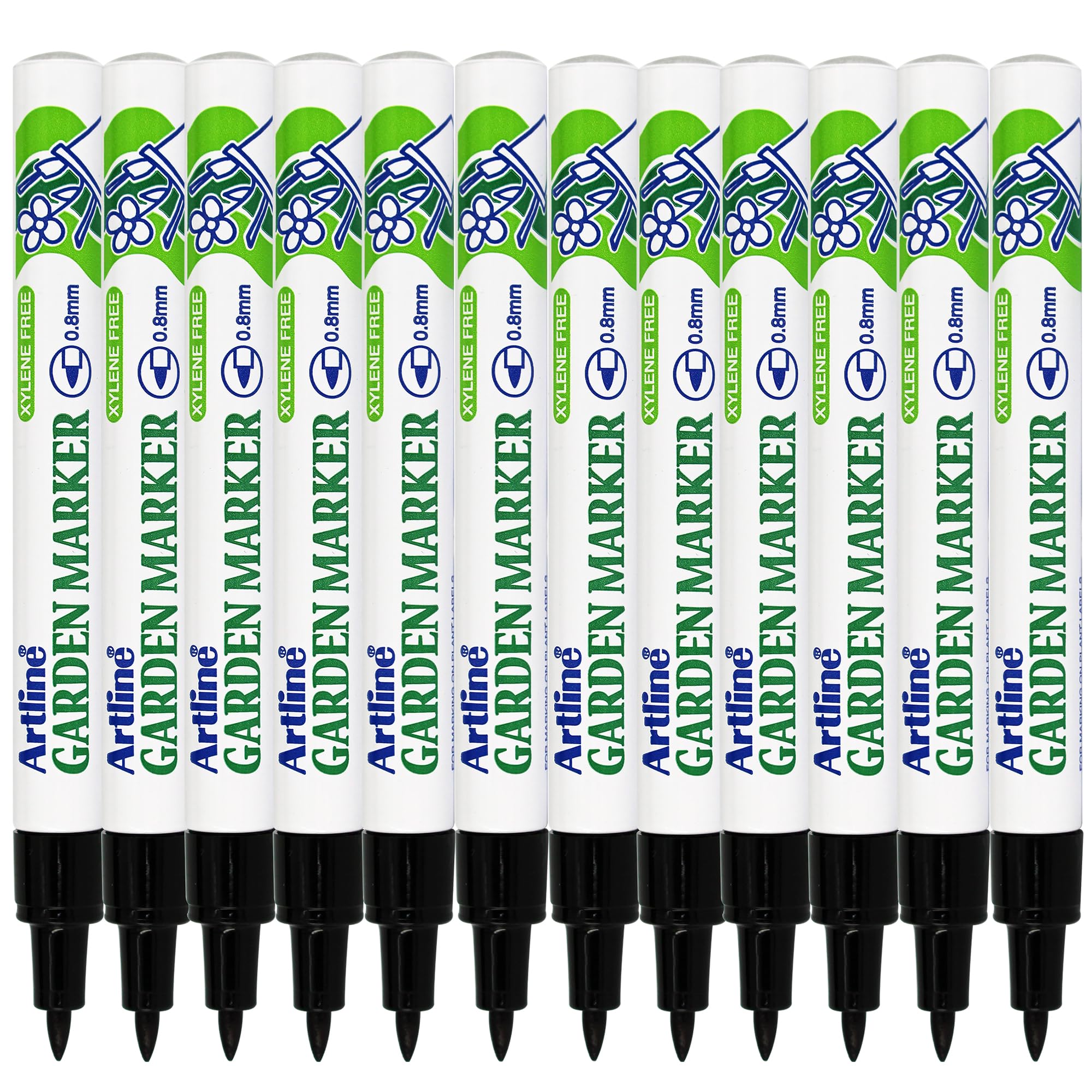 Artline Garden Markers EK-780d for Outdoor, Waterproof, UV Resistant, Quick Dry, Black, 0.8 mm, 12 Pack, Permanent Marker Pens