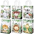 TaoBary 24-Pack Floral Gift Bags - Kraft Paper Goodie Bags With Handles For Party Favors