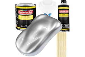 Restoration Shop - Iridium Silver Metallic Acrylic Enamel Auto Paint - Complete Gallon Paint Kit - Professional Single Stage High Gloss Automotive, Car, Truck, Equipment Coating, 8:1 Mix Ratio 2.8 VOC