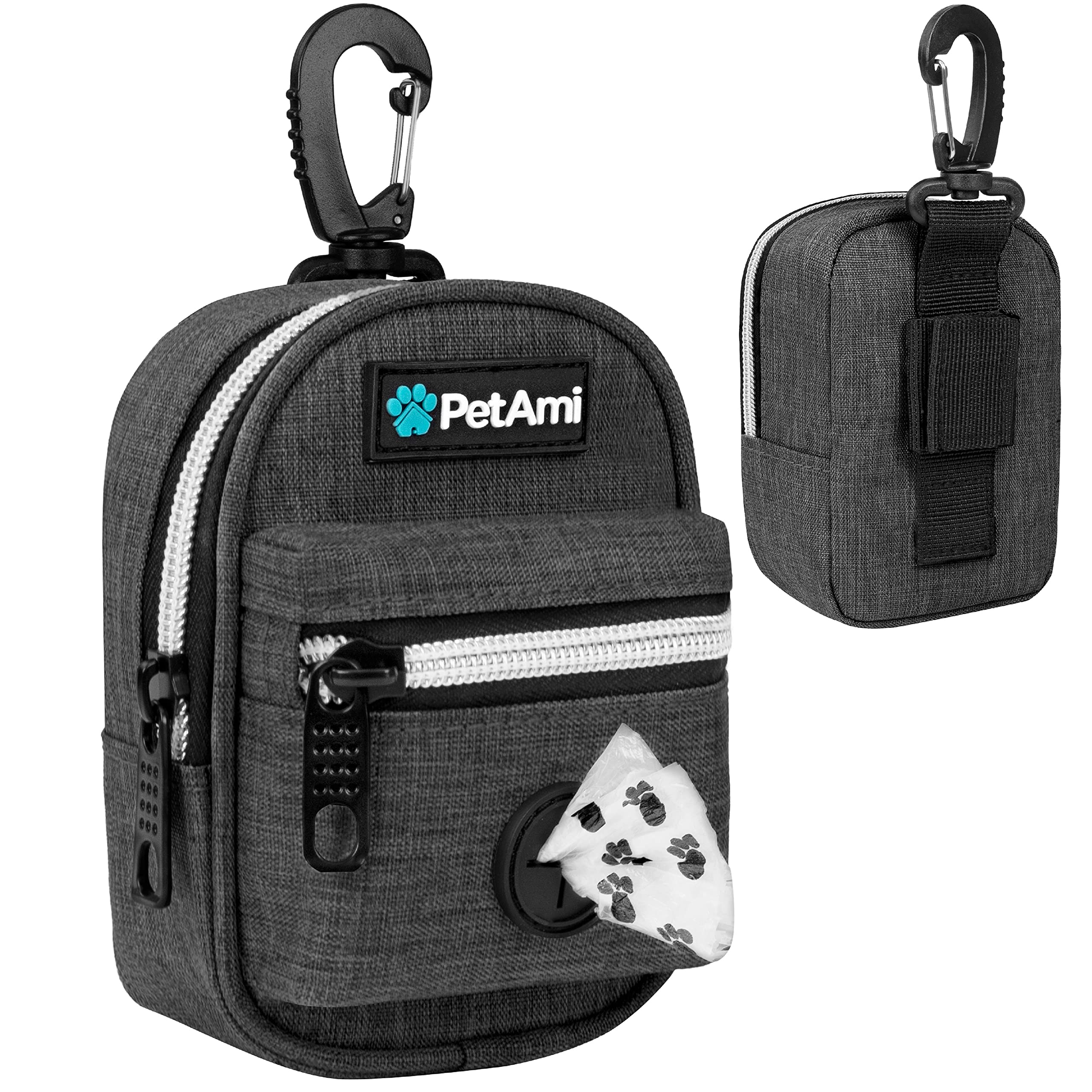 Photo 1 of PetAmi Dog Poop Bag Holder for Leash, Dog Pet Waste Bag Dispenser For Poop With Clip, Doggy Puppy Walking Accessories Travel Camping, Dog Treat Pouch Supplies Must Have With Dog Bag Roll, Dark Gray