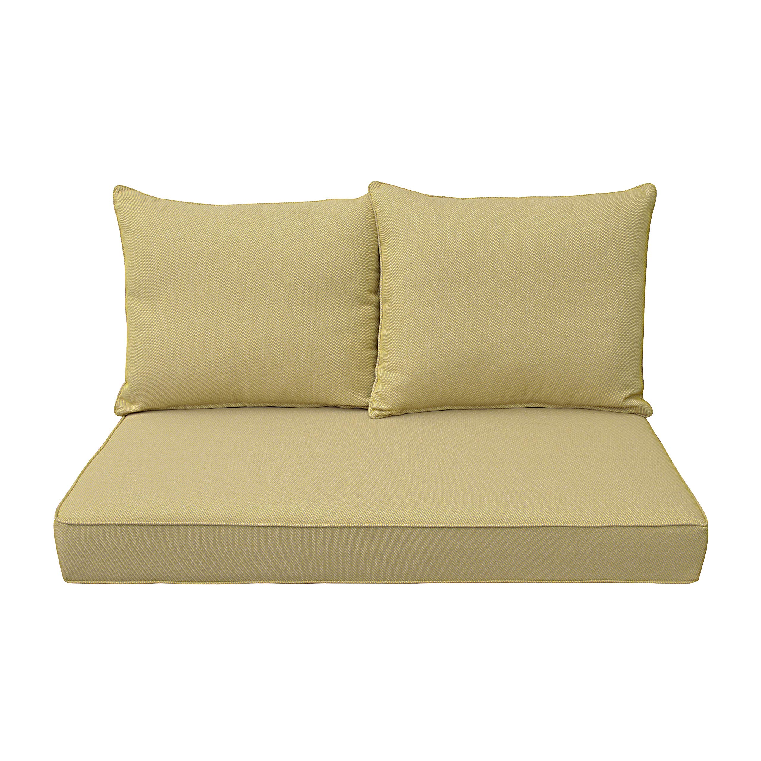 Photo 1 of BOSSIMA Patio Furniture Cushions Comfort Deep Seat Glider Loveseat Cushion Indoor Outdoor Seating Cushions (Mixed Yellow/Grey)