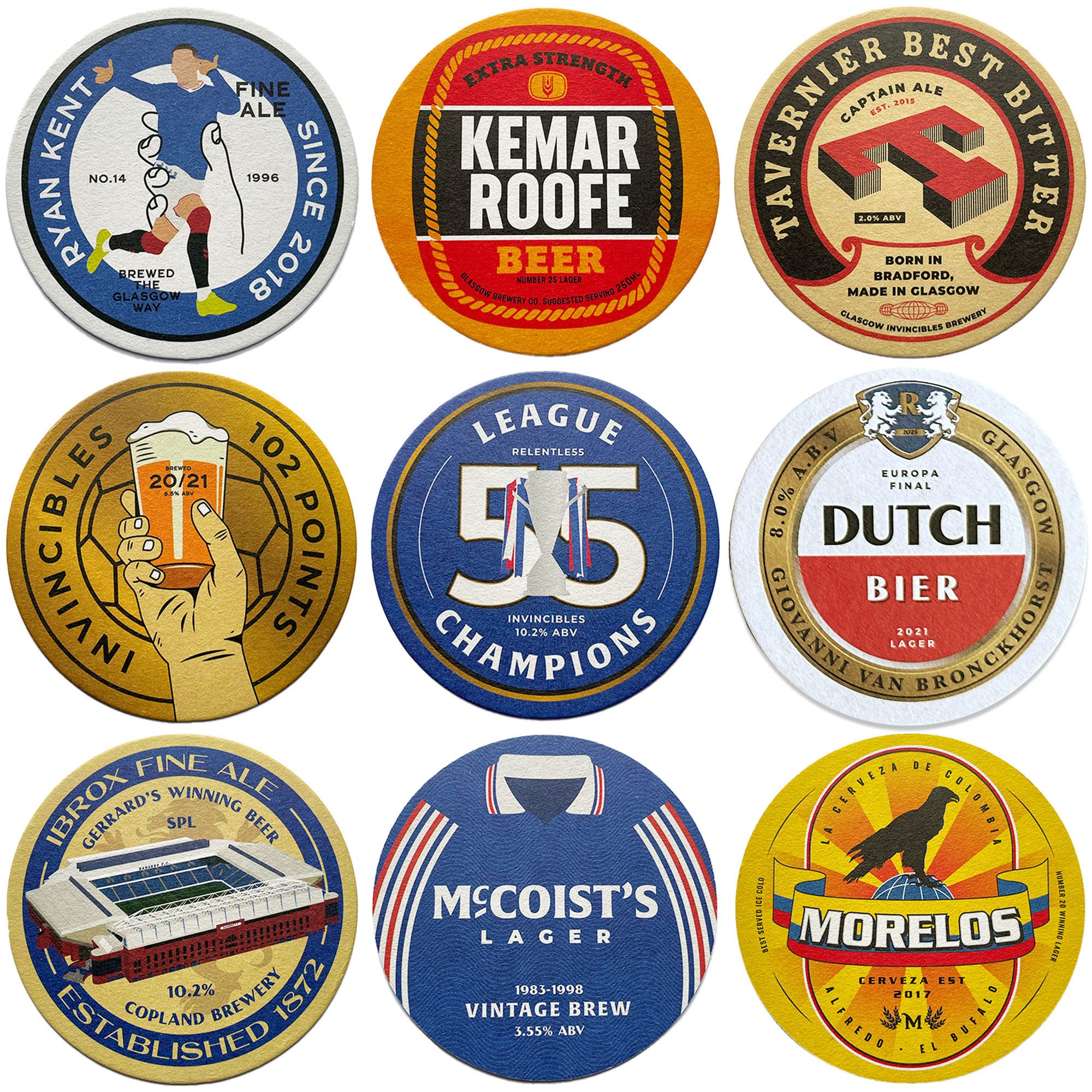 Rangers Beer Mats x9