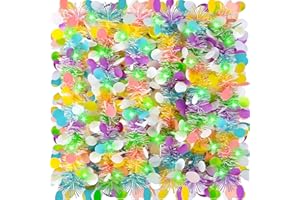 ANVAVO 32.8 Feet Easter Colorful Tinsel Twist Garland with 100 LED String Lights Easter Metallic Fringe Garland Hanging Tinsel Decoration for Indoor Outdoor Decor Easter Party Supplies