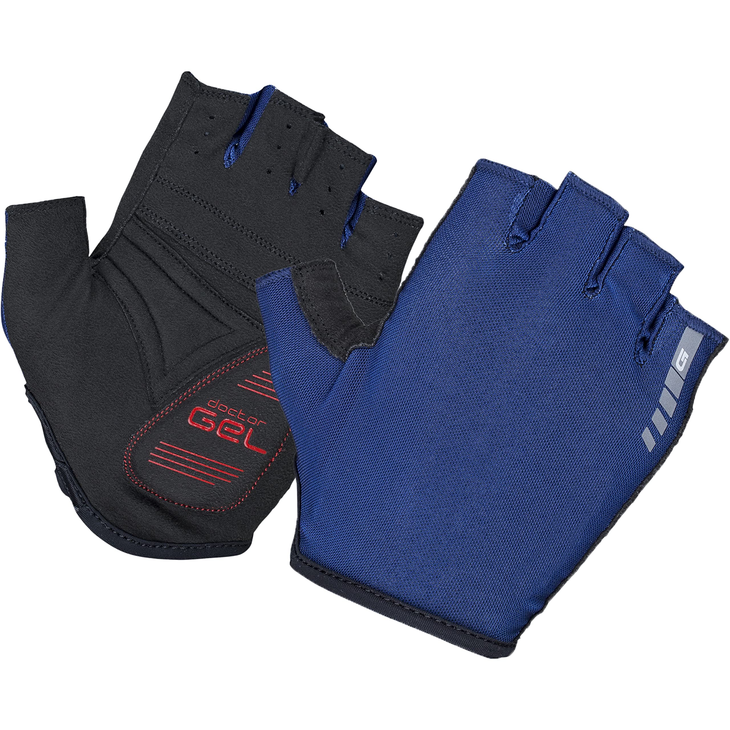 GripGrab Unisex's Solara Tan-Through Padded Short-Finger Indoor Cycling Summer Gloves Cushioned Sun-Permeable Mesh Pull-Off-tabs, Navy Blue, Large