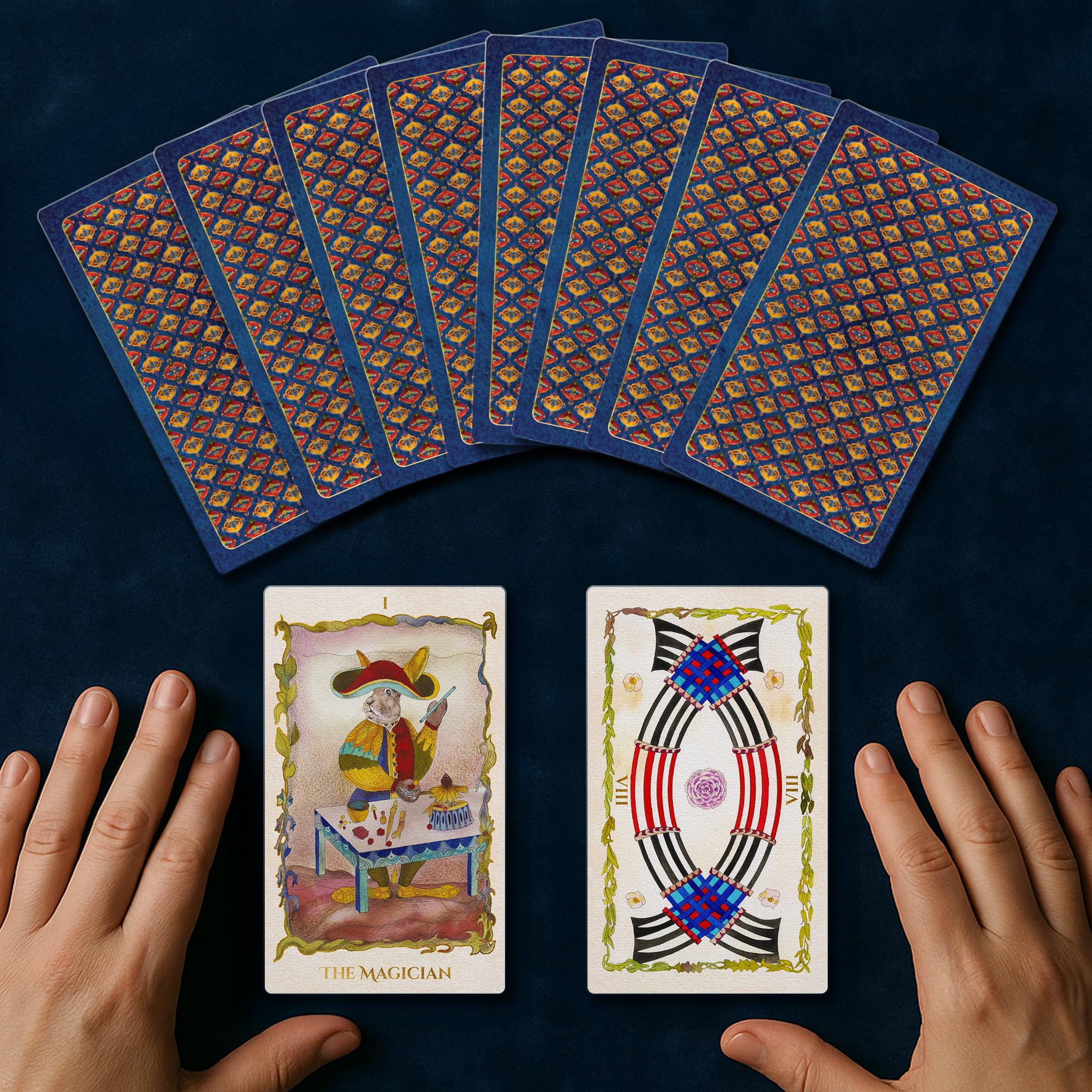 Earth Moon Magick - Anima Tarot de Marseille Cards – 78 Card Deck with Gold Gilded Edges and Guidebook for Beginners and Experts – Animal & Floral Symbolism Tarot Deck for Intuitive Readings