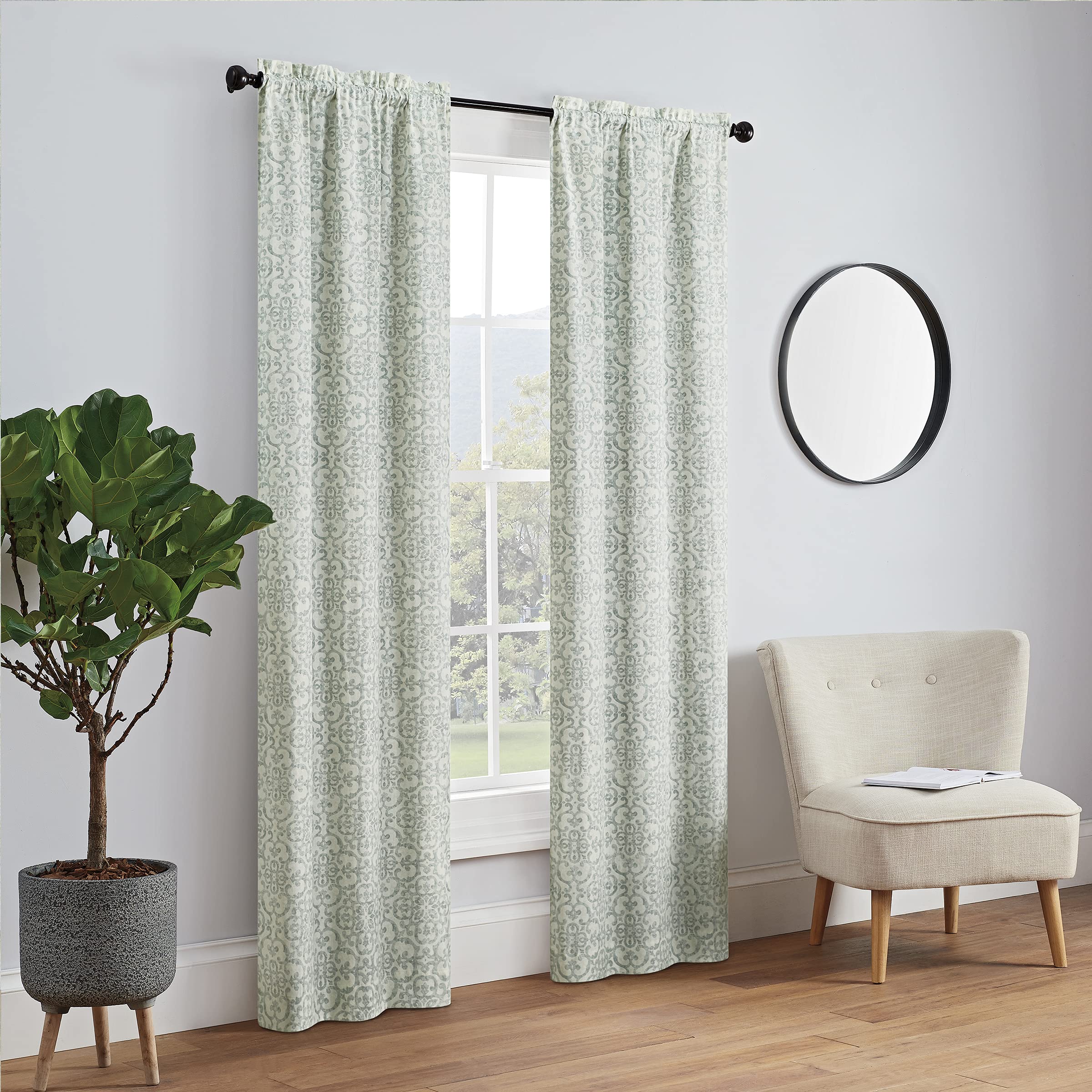 Pairs to Go Brockwell 56" x 63" Rod Pocket Double Panel Privacy Window Treatment Living Room, 28 in x 63 in, Spa, 2 Count